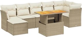 vidaXL Set canapele de grădină, 8 piese, cu perne, bej, poliratan