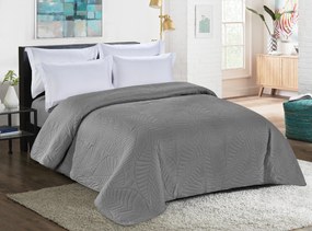 Cuvertura gri pentru pat cu model LEAVES Dimensiuni: 220 x 240 cm
