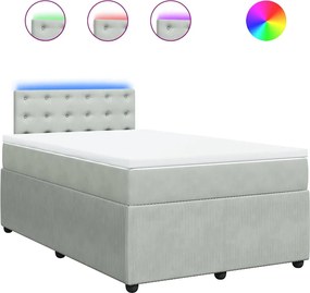 vidaXL Pat box spring cu saltea, gri deschis, 120x190 cm, catifea