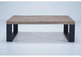 Masuta de cafea, natur, din lemn de stejar si metal, 127 cm, Alpha