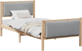 vidaXL Cadru de pat cu headboard Gri deschis 90 x 200 cm țesătură