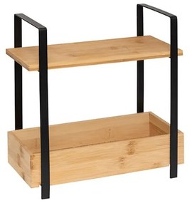 Etajera Argy Black, etajata, metal, bambus, 30 x 14 x H 30 cm