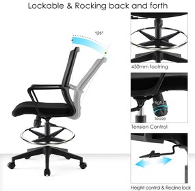 ErgoDynamic Emma Black scaun inalt de birou cu suport picioare si roti cu franare la presiune!!