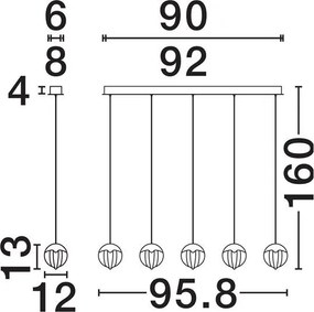 Lustra cu 5 pendule LED ALICIA auriu