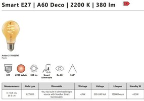 Bec Smart E27 A60 Deco 2200K 380Lm Amber