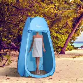 Outsunny Cort de duș popup cort de toaletă pliabil și portabil anti-UV geantă de transport inclusă pentru plajă, pescuit, drumeții, baie, exterior, albastru | Aosom Romania