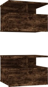 vidaXL Noptiere plutitoare 2 buc. stejar fumuriu 40x31x27 cm lemn