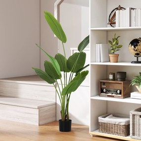 HOMCOM Plantă Artificială de 160 cm cu 10 Frunze din PEVA Verde cu Ghiveci, Ø16.5x13.5 cm | Aosom Romania