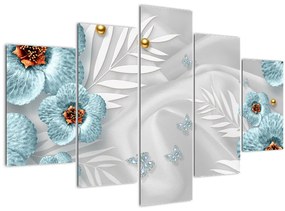 Tablou - 3D Flori albastre (150x105 cm)