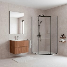 Celtic 90x90 cm cabină de duș pentagonală cu tavă de duș negru