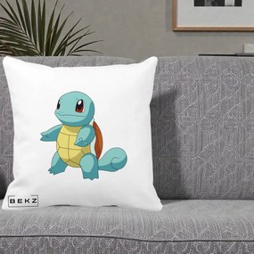 Perna Personalizata Squirtle Pokemon, 40x40 cm, Alba Mata, Husa Detasabila, Perna Inclusa, BEKZ®