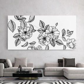 Tablou Canvas, 40x80cm, Dormitor si Living, Flori, Flori desenate, Roses Black Line