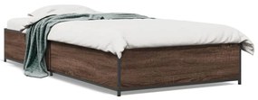 845125 vidaXL Cadru de pat, stejar maro, 75x190 cm, lemn prelucrat și metal