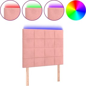vidaXL Tăblie de pat cu LED, roz, 80x5x118/128 cm, catifea