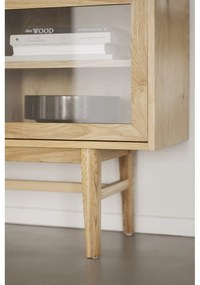 Vitrină natural cu aspect de lemn de stejar cu ușă glisantă 170x75 cm Hazelton – Rowico