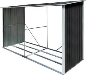 Magazie pentru lemn, antracit/alb, 302x121,5x191 cm, DARYL TIP 3