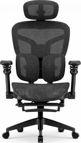RESIGILAT- AEROMAX PRO SLIDING Scaun ergonomic, Sezut Translatie, cotiere 6D, Tetiera 3D, Suport lombar dublu ajustabil, Suport picioare, Umeras, Full Mesh, Negru