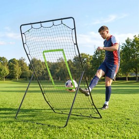 HOMCOM Plasă Rebounder Pliabilă pentru Fotbal și Baseball cu 21 de Corzi și Zonă de Precizie, 123x90x174 cm, Negru | Aosom Romania