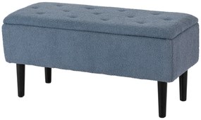 HOMCOM Polsterbank cu spațiu de depozitare, Sitztruhe, kasmiroptic, până la 120 kg, cadrul din lemn natural, 95 x 38 x 45 cm, Albastru | Aosom Romania