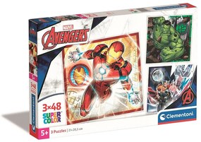 Avengers Superheroes Puzzle Clementoni de 3x48 piese