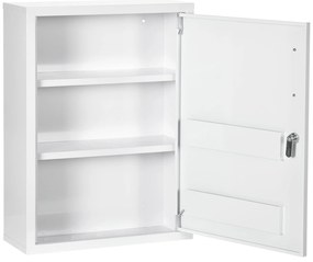 Kleankin Dulăpior de Medicamente cu 2 Rafturi și 2 Chei de Siguranță, 40x15x53,5 cm, Alb | Aosom Romania