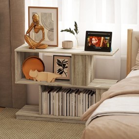 HOMCOM Măsuță de cafea modernă în formă de S cu 4 rafturi 90x30x61 cm Lemn | Aosom Romania