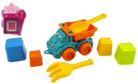 Așezarea nisipului 6ks plastic mașină pentru alergare liberă cu accesorii 2 culori în o plasă 16x13x21cm 12m+