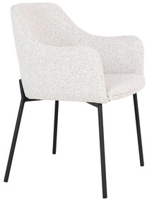 Scaun de sufragerie alb cu cotiere tapițat Melilla – House Nordic