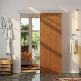 HOMCOM Ușă culisantă 75x210cm, Kit montaj, Șină, Efect lemn maro | Aosom Romania
