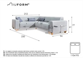 Colțar gri deschis extensibil/cu spațiu de depozitare (cu colț pe partea stângă/în formă de ”L”) Classy Sophie – Miuform