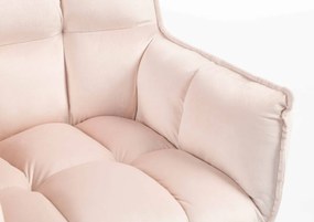 HR560N Scaun Catifea Roz Pudra cu Bază Neagră