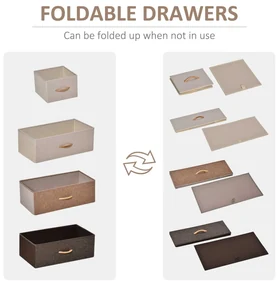Comoda cu 5 sertare pliante din material textil si raft din MDF, mobilier pentru camera de zi si dormitor, 58x29x99cm, multicolor | Aosom Romania
