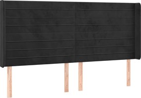 vidaXL Tăblie de pat cu aripioare, negru, 203x16x118/128 cm, catifea