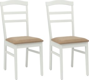 vidaXL Scaun de sufragerie 2 pcs Alb și maro Lemn Solid de Cauciuc