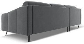 Colțar gri cu tapițerie din catifea (cu colț pe partea stângă) Nalu – Makamii