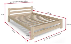 Supermobel Pat din lemn masiv EUREKA + saltea din spumă COMFORT 14 cm + somiera GRATUIT, 120x200, alb