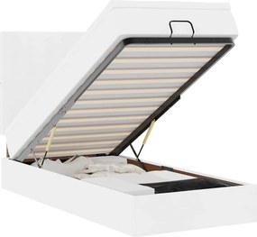 vidaXL Cadru de pat otoman cu saltea alb 90x200cm piele artificială