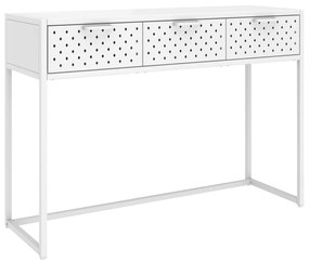 335893 vidaXL Masă consolă, alb, 106x35x75 cm, oțel