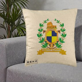 Perna Personalizata FC United Ploiesti 1906 Fotbal, 40x40 cm, Bej, Husa Detasabila, Perna Inclusa, BEKZ®