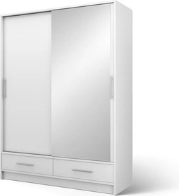 Dulap cu uși glisante si oglinda Estantte II, 150x60x200 cm – Alb