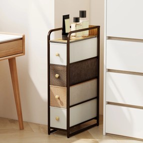 HOMCOM Comodă Slim din Material Textil cu 4 Sertare Pliabile, Mobil Compact din Oțel pentru Dormitor, Baie și Living, 20x47x84,5 cm, Multicolor | Aosom Romania