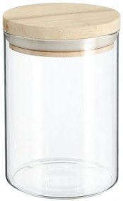 Recipient 5Five Woods, 1000 ml, sticla borosilicata, capac lemn arbore de cauciuc,  10 x H18 cm