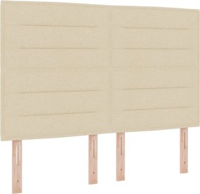 vidaXL Tăblie LED cu benzi LED cu headboard Crem 160 cm țesătură