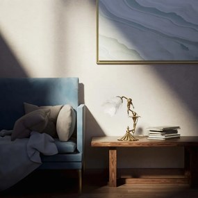 Veioza din alama cu abajur din sticla Putti