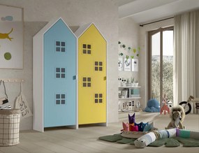 Set 2 dulapuri pentru copii Casami Bruges tip căsuță de plajă – More Yellow și Blue Ballet – Vipack