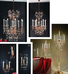 Candelabru XXL de lux cristal Swarovski Katharina 20L 24K gold plated