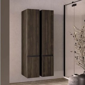 Dulap stativ baie 30x47x189 cm Kolpa San Harmony, cu doua usi reversibile, stejar inchis