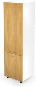 Dulap de bucătărie pentru frigider încorporat Verlene (lemn natural + alb). Promo -6%. 1048707