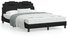 3208082 vidaXL Cadru de pat cu tăblie, negru, 120x200 cm, piele ecologică