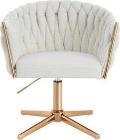 HR750CROSS Scaun Crem Boucle cu Bază Aurie